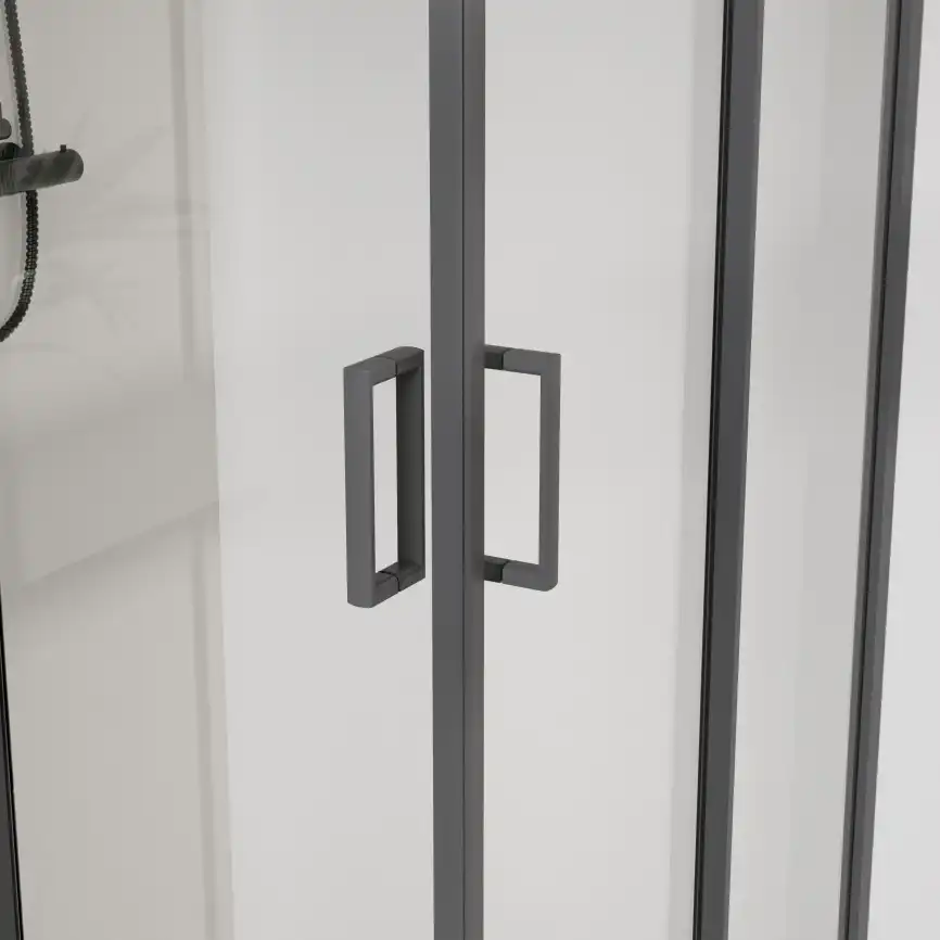 Душевой уголок Vincea City 90х90 VSS-5CT900CLGM, дверь раздвижная, профиль вороненая сталь, стекло прозрачное фото 3