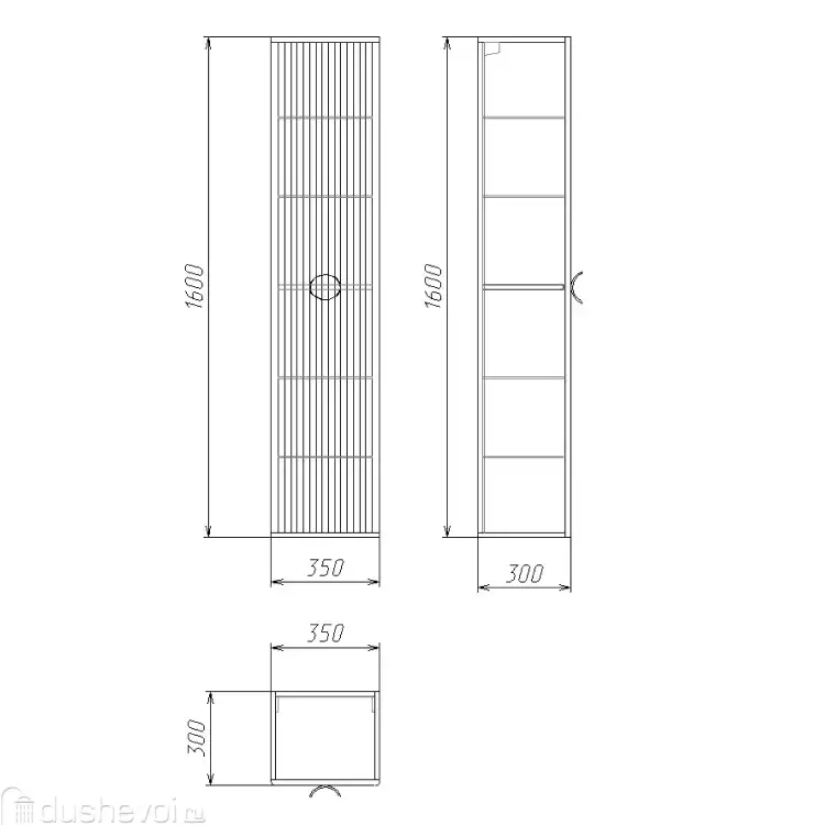 Шкаф-пенал для ванной Grossman Атрио 35 подвесной, белый глянцевый (303509) фото 5