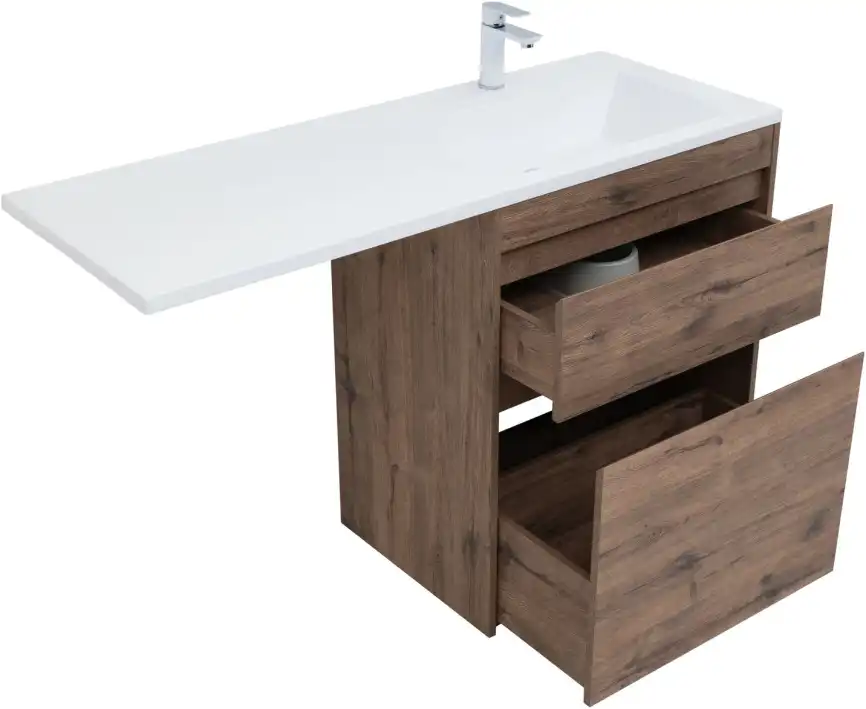 Тумба под раковину Aquanet Токио 130/68 дуб веллингтон (напольная 2 ящика) 333652 фото 4