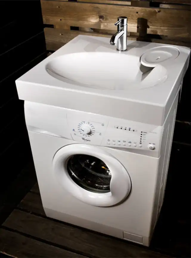 Раковина  Azario ELEGANCE 60х60 CS00078300  над стиральной машиной, из литьевого мрамора, Белая фото 5