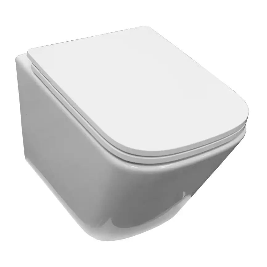 Подвесной унитаз Azario Armonia AZ-2403 безободковый, смыв Торнадо, в комплекте с сидением микролифт, Белый глянцевый фото 1