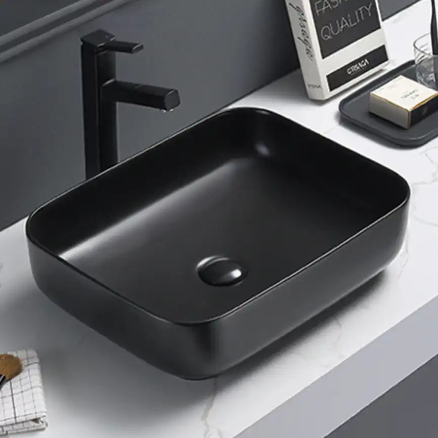 Раковина AVS Розали 50x39 черная матовая с донным клапаном фото 2