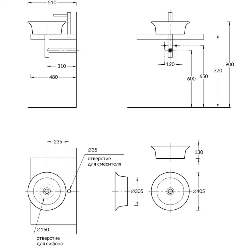 Раковина KERAMA MARAZZI CANALETTO накладная, 40 см, белая глянцевая, CN.wb.40 фото 5