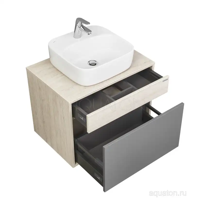 Тумба под раковину Aquaton Лофт Урбан 65 1A254001LQX60 подвесная цвет, серый графит / дуб орегон фото 5