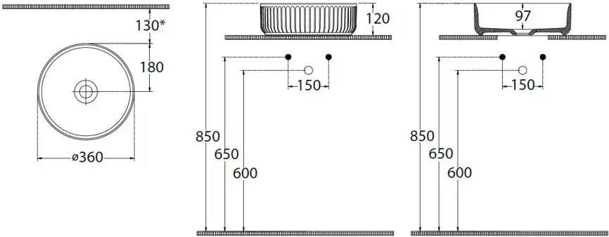 Раковина накладная Allen Brau Fantasy 36х36х12 4.11032.AN, Черная матовая фото 2