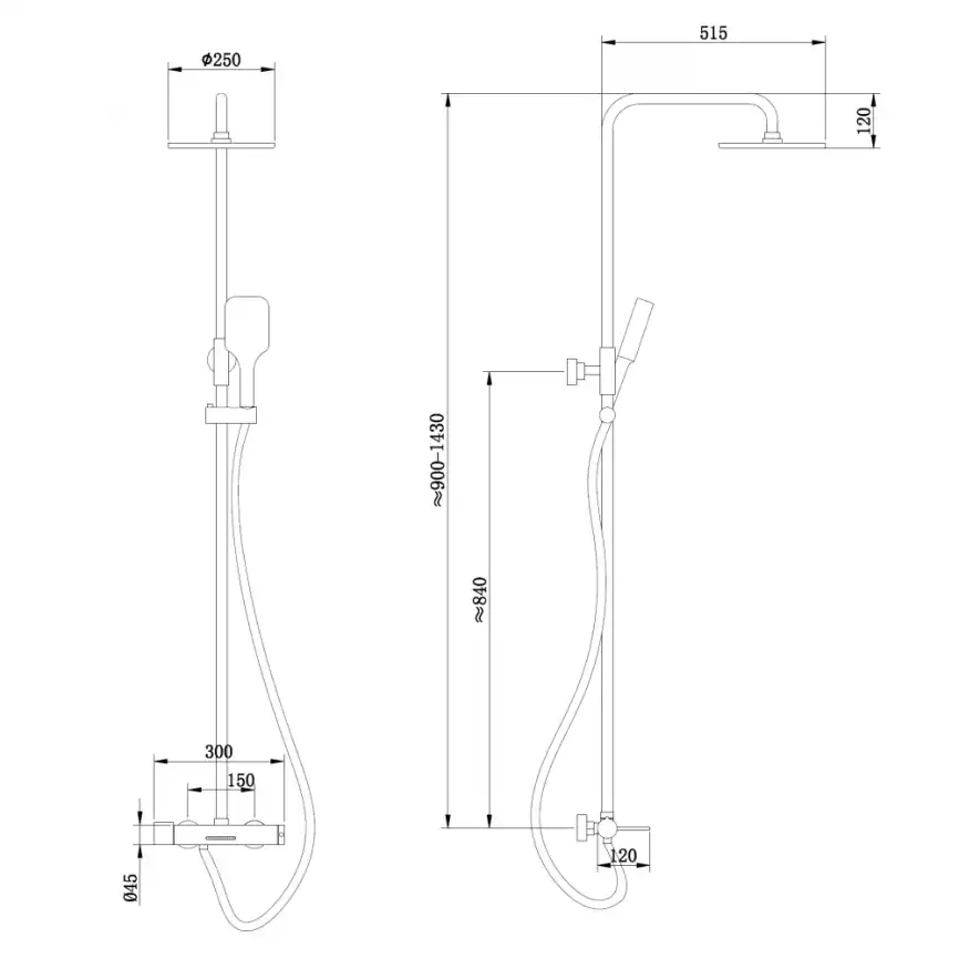 Душевая стойка ABBER Emotion AF8816BL с изливом, черный матовый фото 4