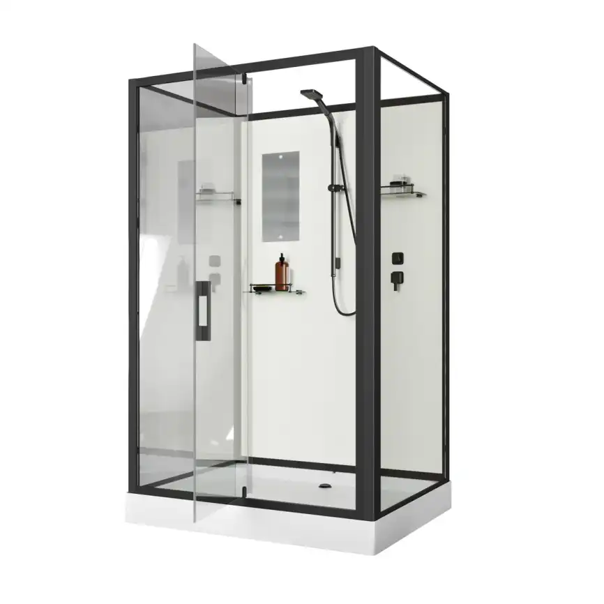 Душевая кабина Niagara Standart 100х80 ST100/80/15Q/BL/BK низкий поддон, черный профиль, без крыши фото 2
