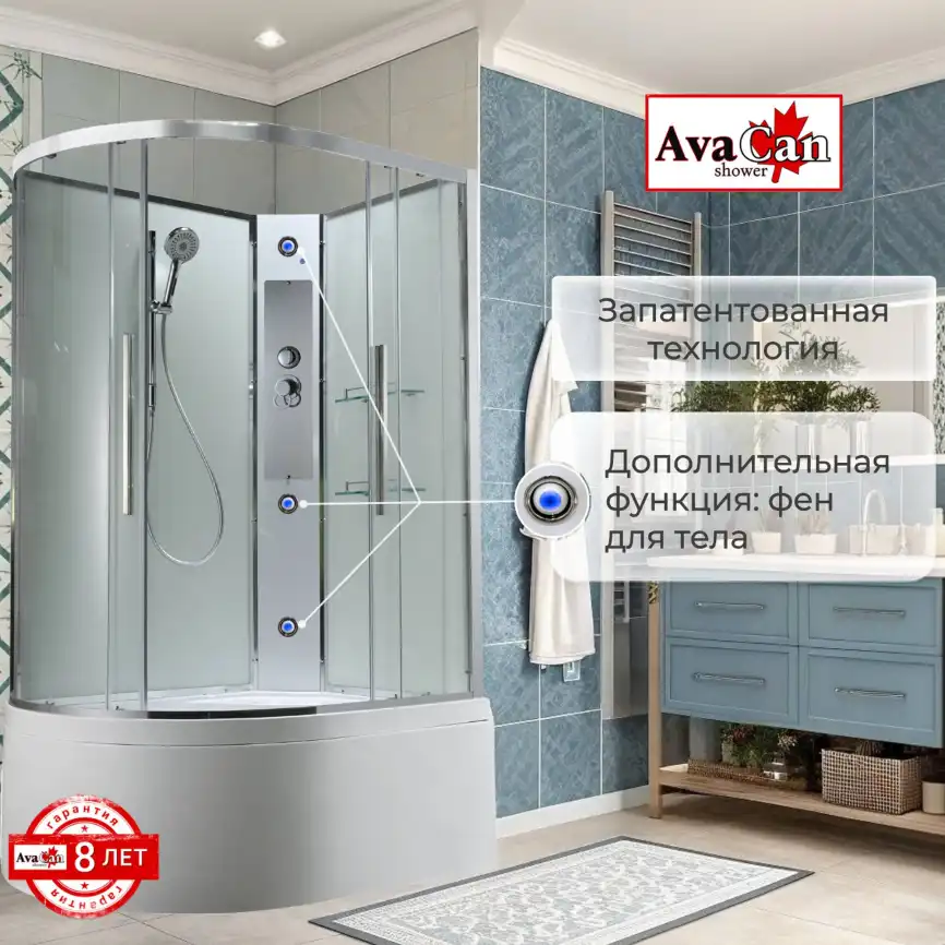 Душевая кабина AvaCan EM5912RNT 120x90 см, высокий поддон, без крыши, правая фото 6