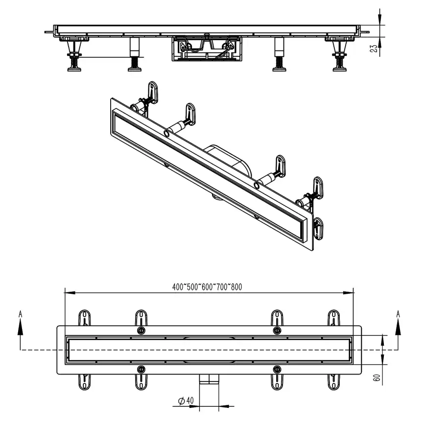 Душевой лоток Azario 80 см AZT13800 с перфорированной решеткой, Хром матовый фото 8
