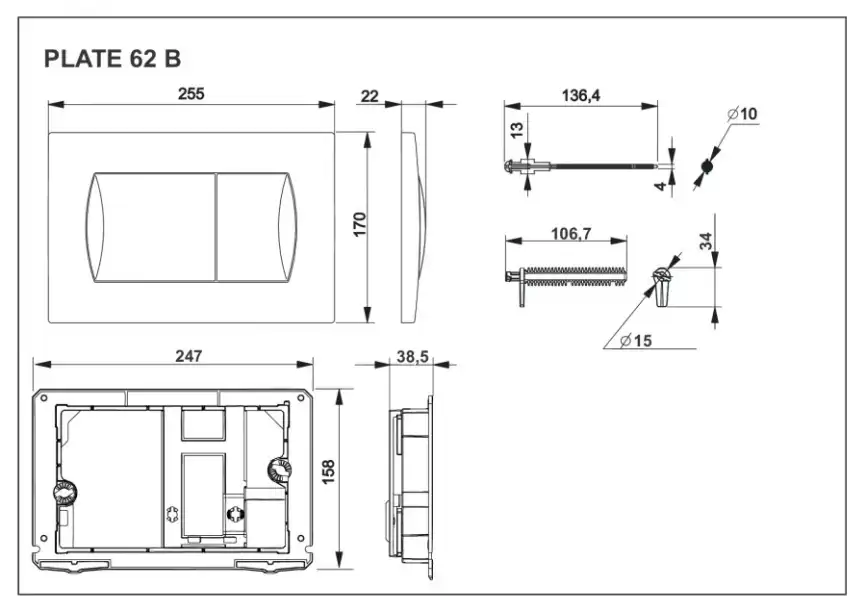 Панель смыва Roca Active 62B белая 8901160B0 фото 2