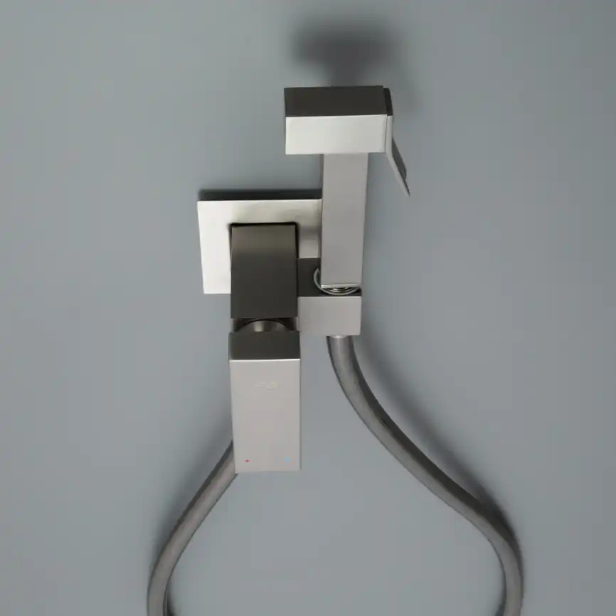 Гигиенический душ со смесителем AVS Cube 811-231-GM, оружейная сталь фото 7