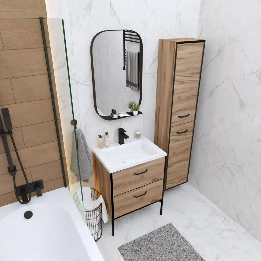 Тумба под раковину Grossman Неро 70 напольная, альпийский дуб/черный (107004) фото 5