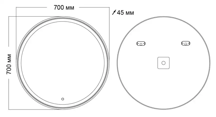 Зеркало Grossman Sento 70х70 97070 с подстветкой, сенсорный выключатель фото 2