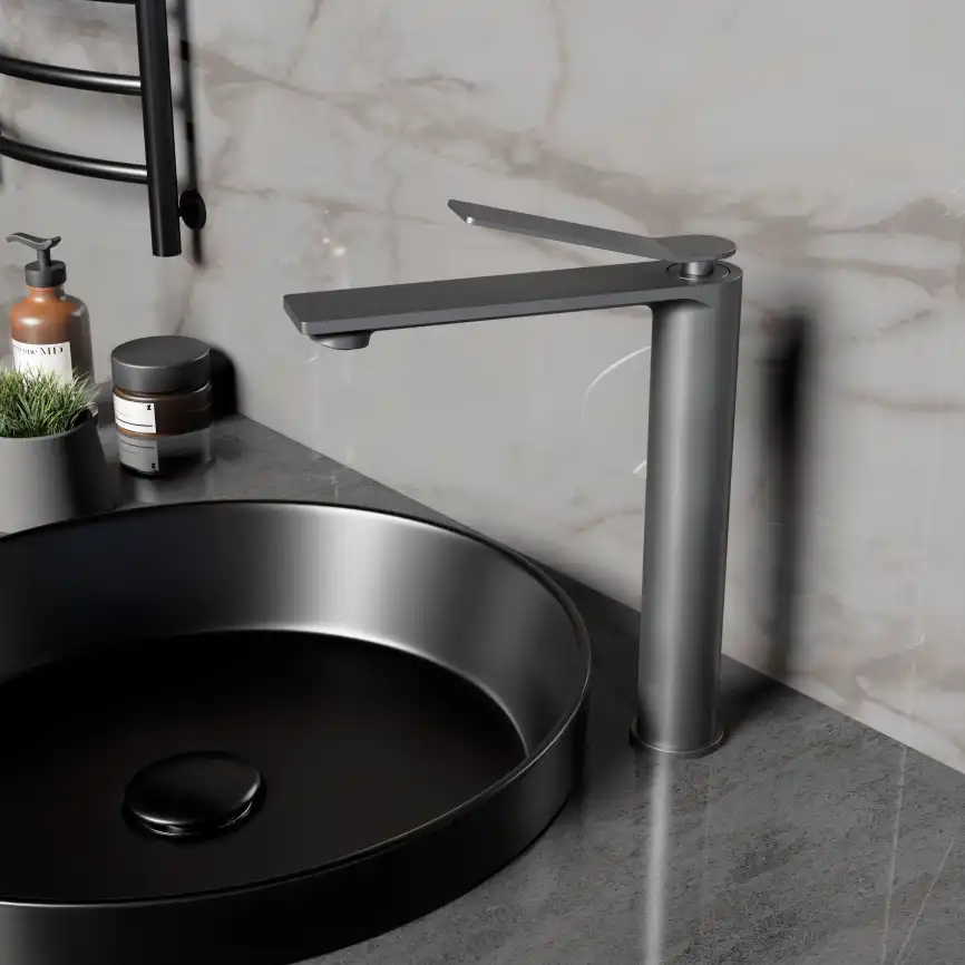 Смеситель для раковины Vincea Verse VBF-2VE2GM однорычажный, вороненая сталь фото 1