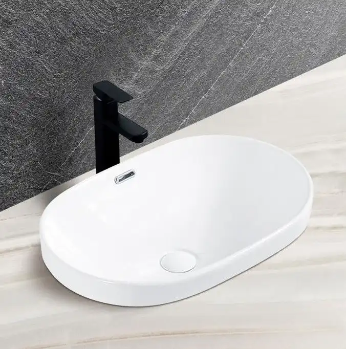 Умывальник CeramaLux 5006C 600х390х170 Полувстраиваемая цвет Белый фото 6