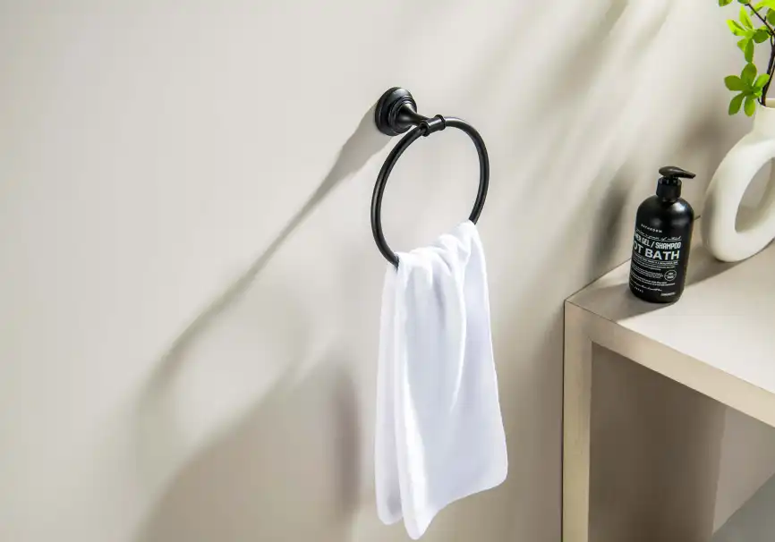 Держатель полотенец кольцо Aquatek Классик AQ4512MB, Черный матовый фото 4