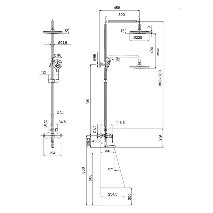 Душевая система IDDIS Ray RAYWT3Fi06 для ванны с изливом цвет, Матовый белый фото 6