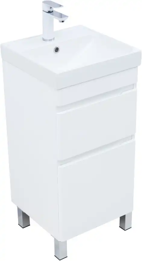 Тумба под раковину Aquanet Слим 40 напольная, белый сатин, 346040 фото 5