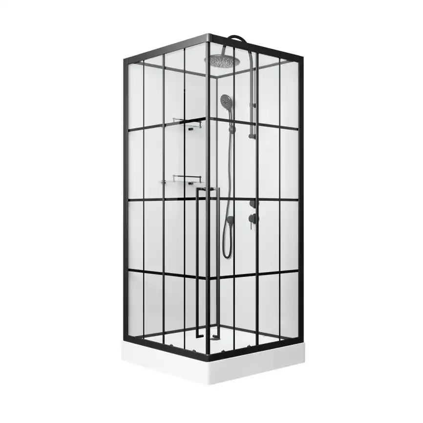 Душевая кабина Niagara Standart 90х90 ST90/15QR/KL/BKT низкий поддон, черный профиль, стекло прозрачное фото 1