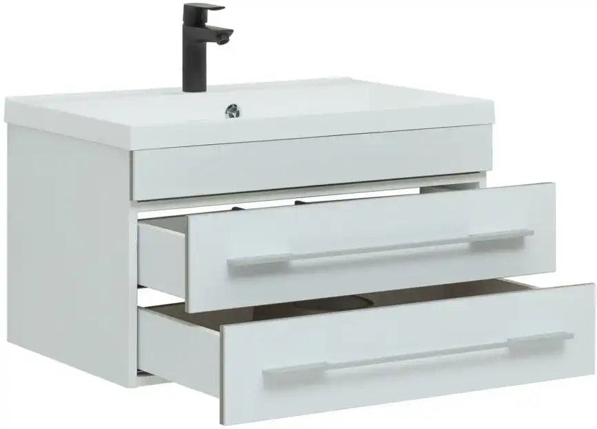 Тумба под раковину Aquanet Верона 75 белый (подвесная 2 ящика) 176669 фото 6