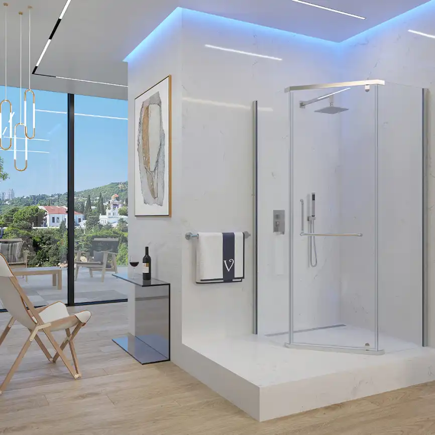 Душевой уголок Veconi Rovigo RV-36 80х80х195, профиль Хром, стекло прозрачное (RV36-80-01-C5) фото 1