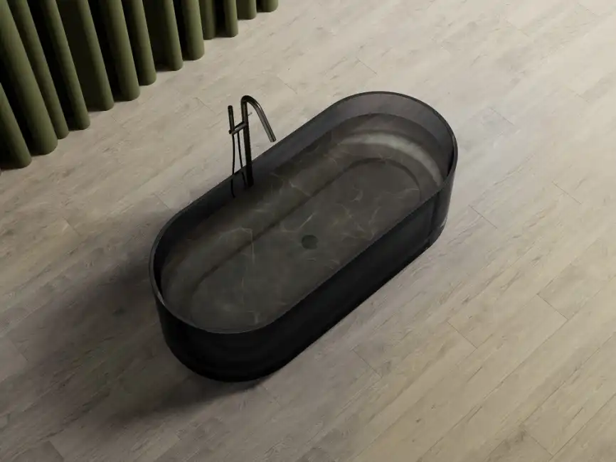 Прозрачная ванна ABBER Kristall 170х75 AT9708Onyx черная фото 4