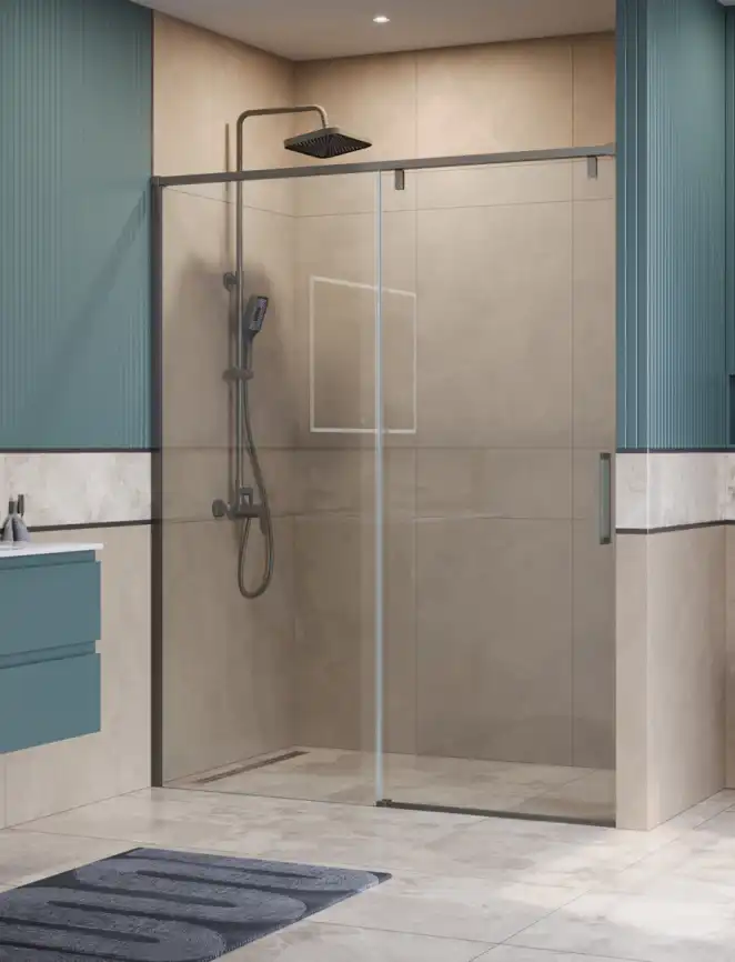 Душевая дверь BelBagno SOFT_CLOSE-1-BF-1-150-C-GM стекло прозрачное, профиль Оружейная сталь фото 1