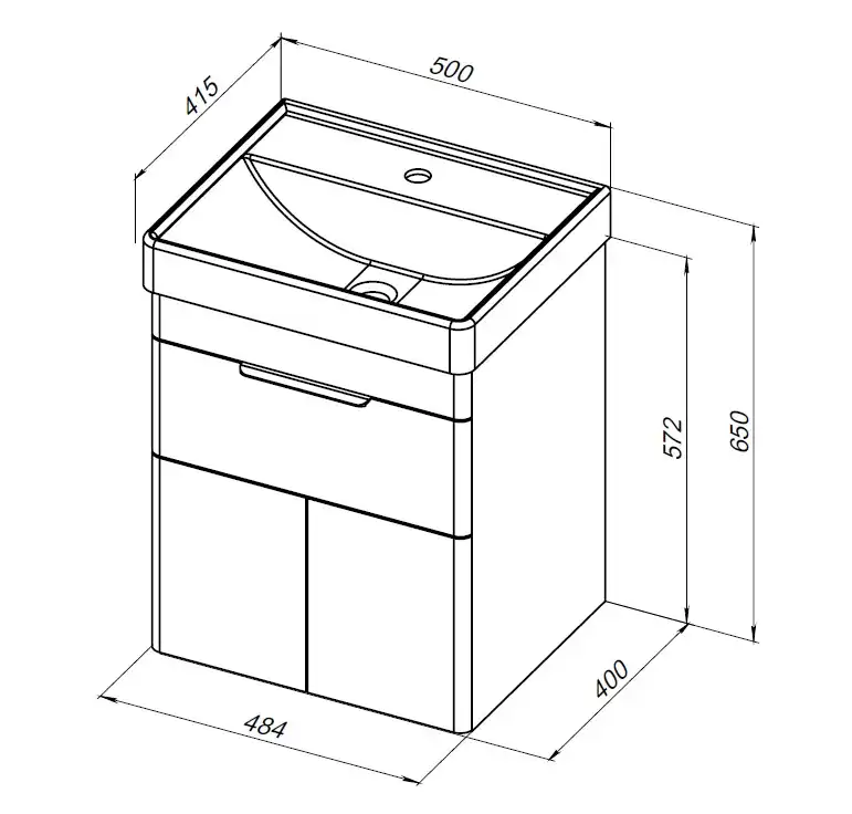 Тумба под раковину Aquanet Ирис new 50 белый глянец (1 ящик, 2 дверцы) 310147 фото 2