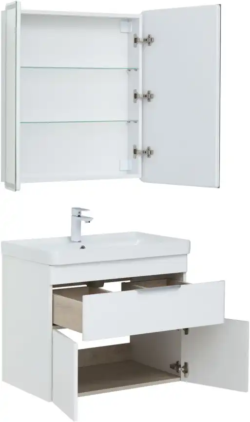 Тумба под раковину Aquanet Ирис new 70 белый глянец (1 ящик, 2 дверцы) 310149 фото 8