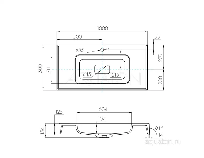 Раковина AQUATON Ричмонд 100 1A70603KRD010 фото 5