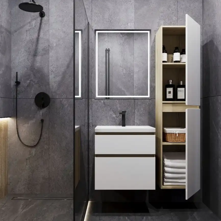 Тумба с раковиной FAURAplus Аврора 60-2, подвесная (Раковина Classica 60) Фасад Белый фото 2