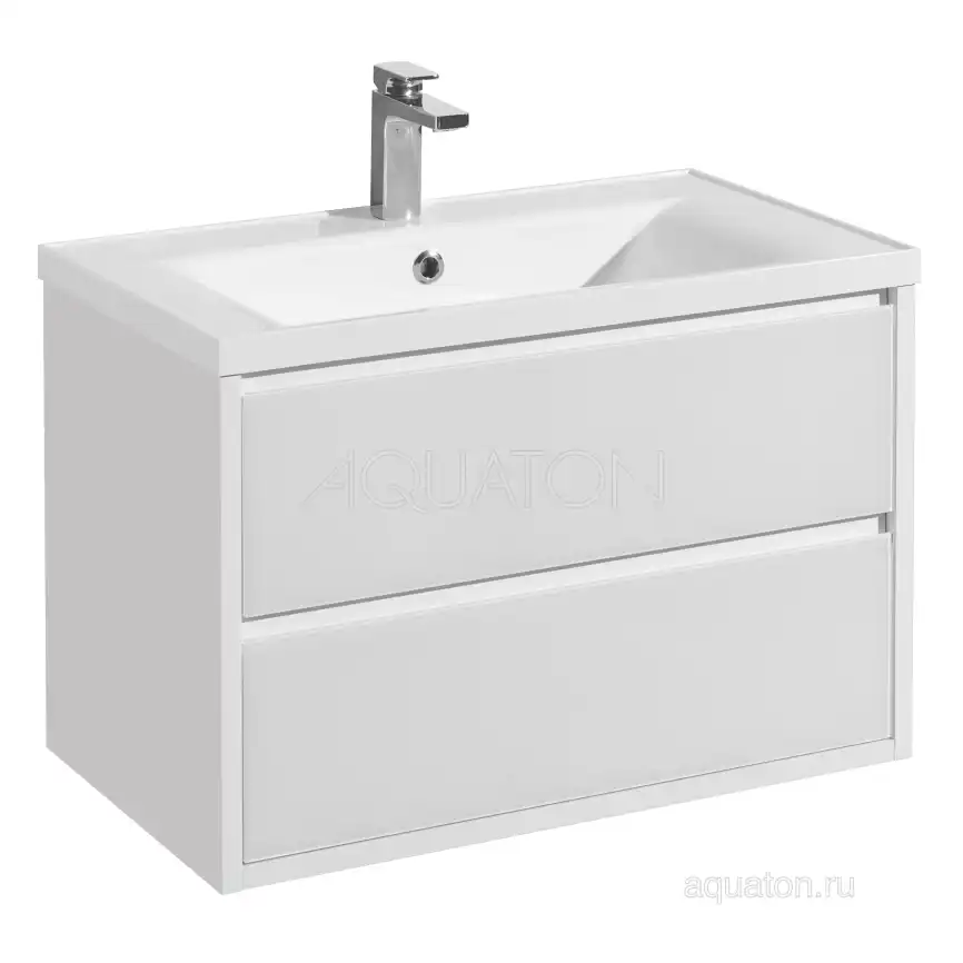Тумба под раковину Aquaton Римини 80 1A226701RN010 подвесная цвет, белый глянец фото 1