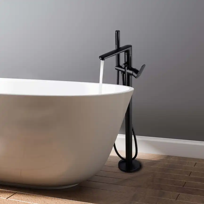 Напольный смеситель для ванны Aquatek Ника AQ1845MB, Черный матовый фото 10