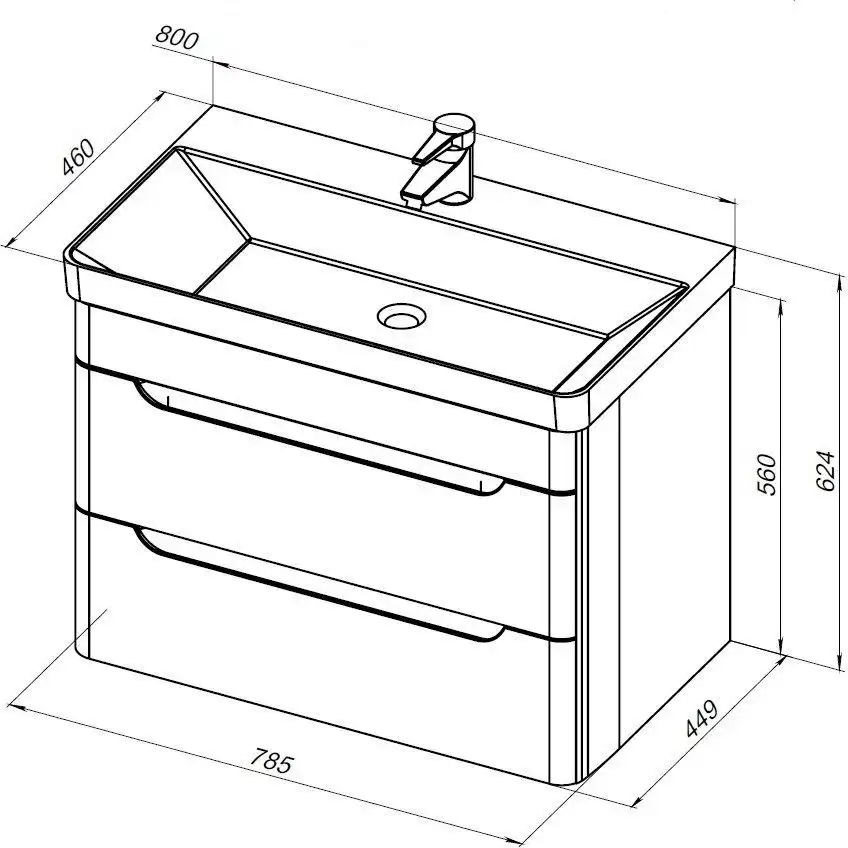 Тумба под раковину Aquanet София 80 белый глянец (2 ящика) 274002 фото 2