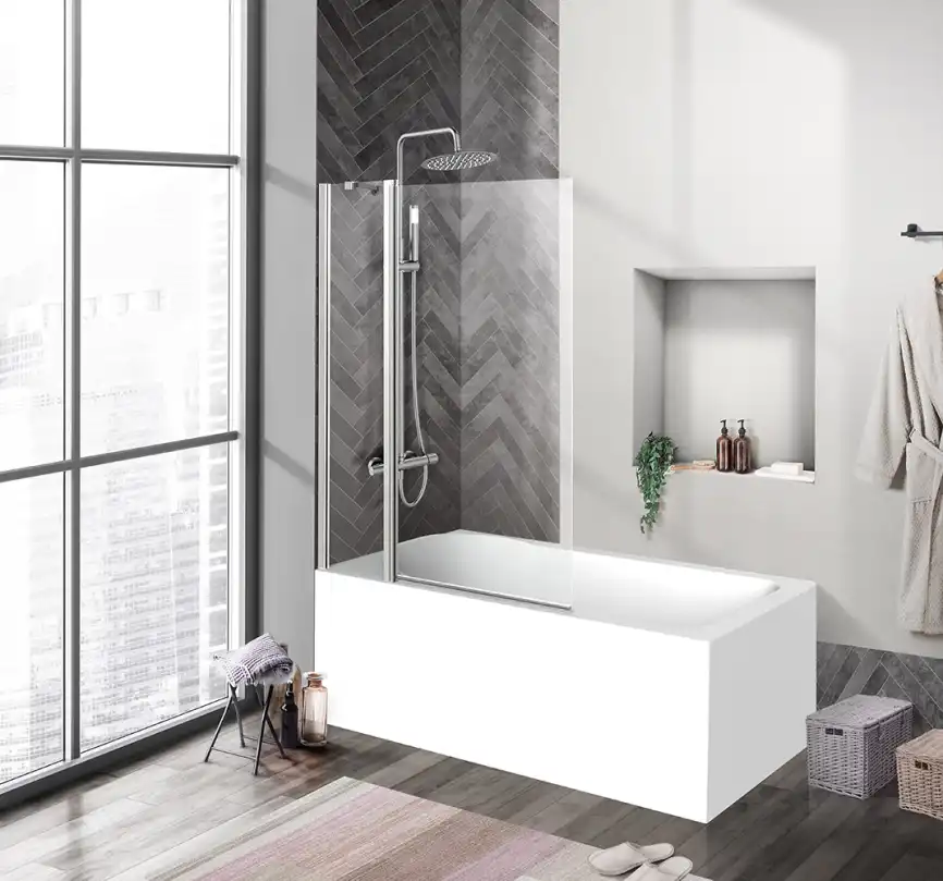 Душевая шторка на ванну BelBagno UNO-V-11-100/150-C-Cr стекло прозрачное, профиль Хром фото 1