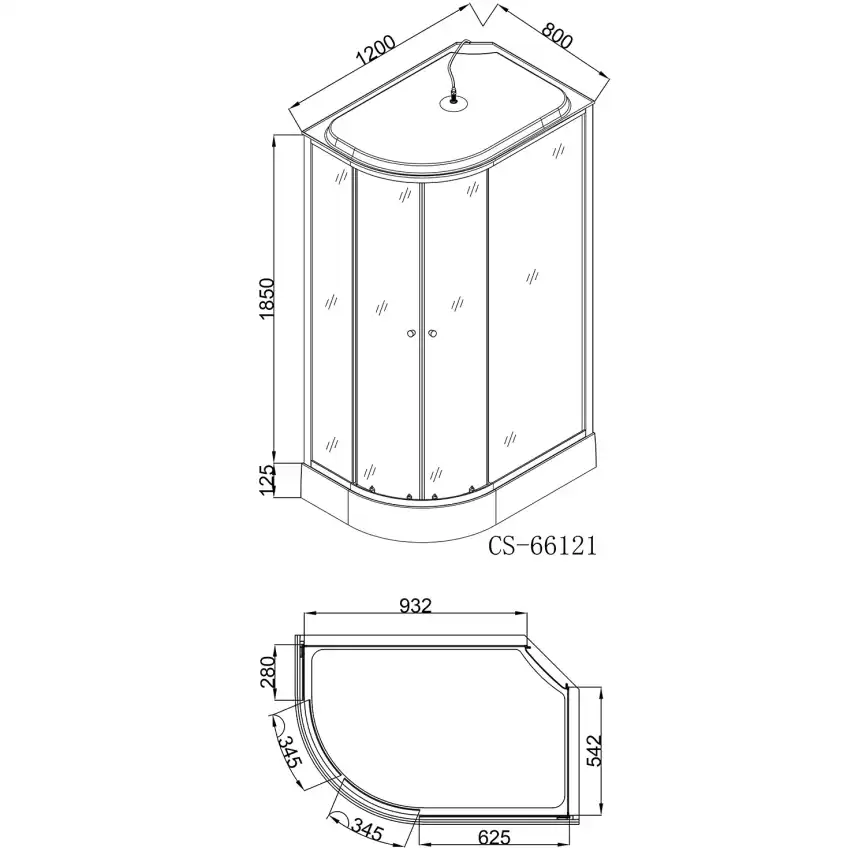 Душевая кабина Loranto 120х80 низкий поддон, матовое стекло, профиль Хром, CS-66121R F 120 фото 3