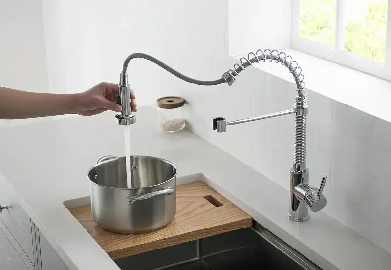 Смеситель для кухни Aquatek Европа AQ1387CR с выдвижной лейкой, Хром фото 8