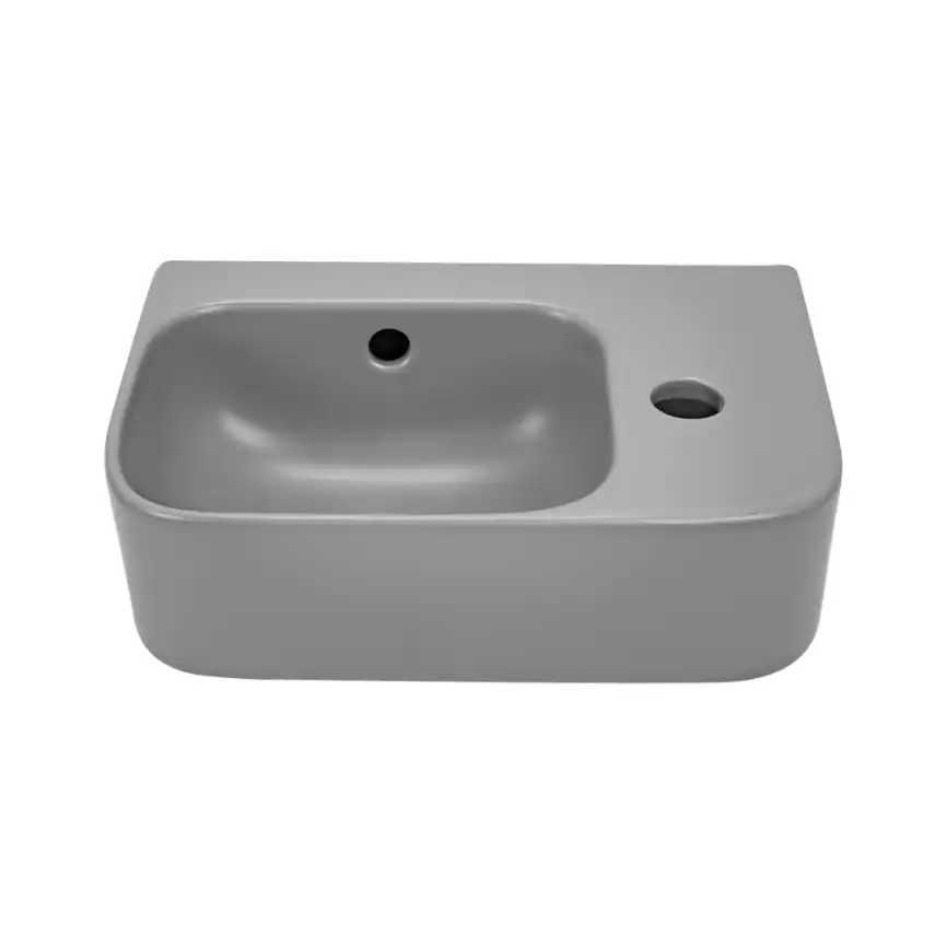 Рукомойник AVS Грэйс 37x25 L, цементно-серый матовый с донным клапаном фото 3
