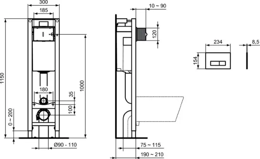 Инсталляция Ideal Standard Prosys Eco Frame M E2332AA для унитаза с клавишей смыва Хром фото 2