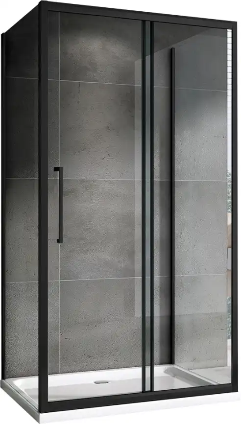 Душевой уголок ABBER Schwarzer Diamant 150х70 см, AG30150BH-S70B-S70B, профиль черный, стекло прозрачное фото 1