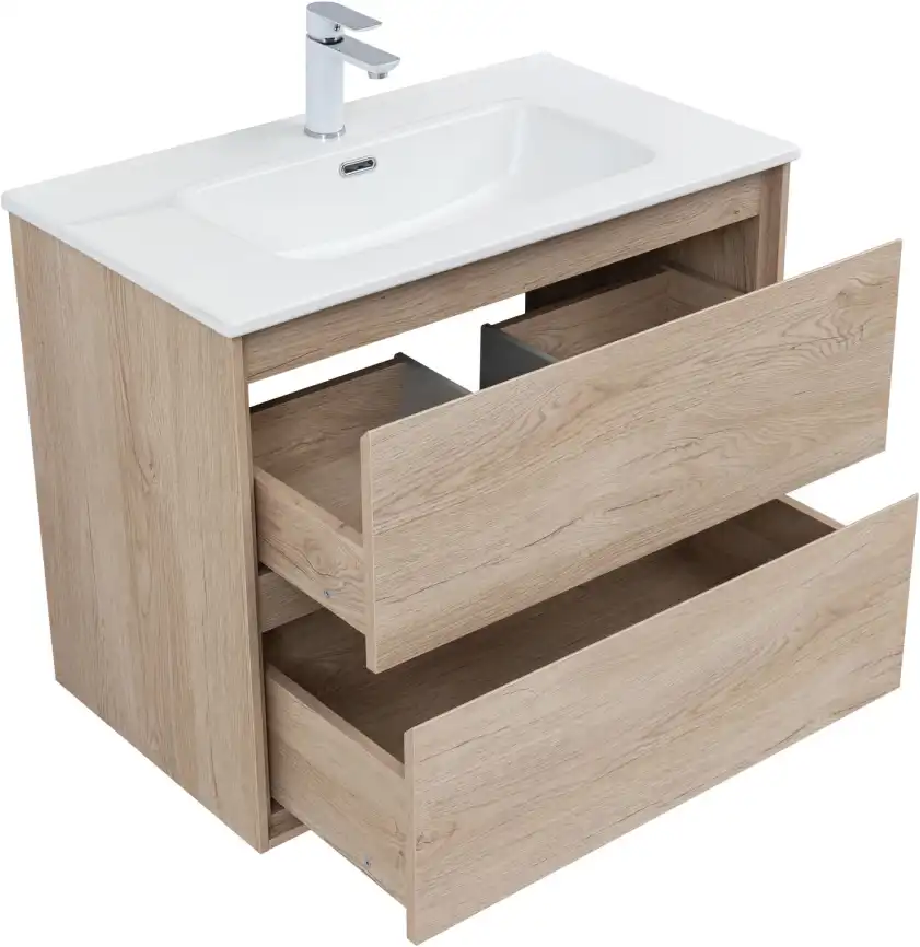 Тумба под раковину Aquanet Милан 80 дуб светлый, подвесная, 336384 фото 8