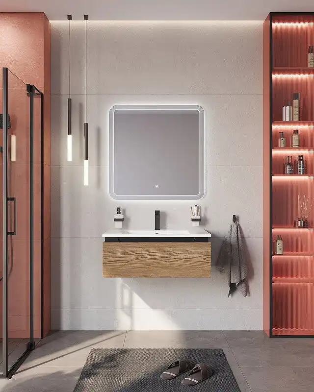 Тумба под раковину Cezares SLIDER 80 см, SLIDER-800-1C-SO-RT-P подвесная, Дуб тангент фото 6