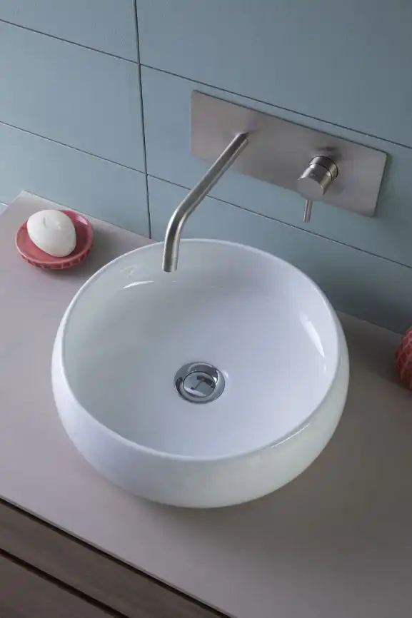 Раковина накладная Aquanet ROUND-1 36х36х13 круглая, Белая глянцевая фото 10