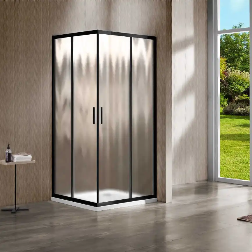Душевой уголок Vincea Garda 90х90 VSS-1G900CHB, дверь раздвижная, профиль черный, стекло шиншилла фото 1