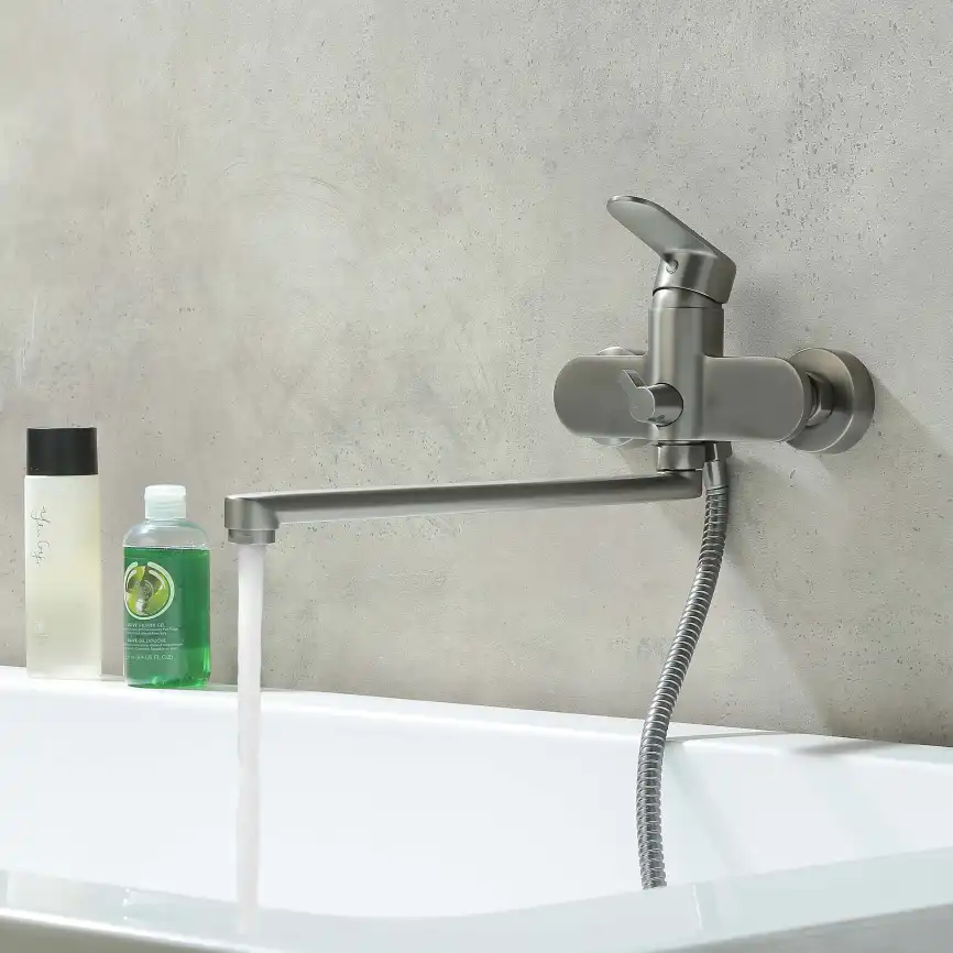 Смеситель для ванны Aquatek Ника AQ1842BGM с длинным изливом, Оружейная сталь фото 9