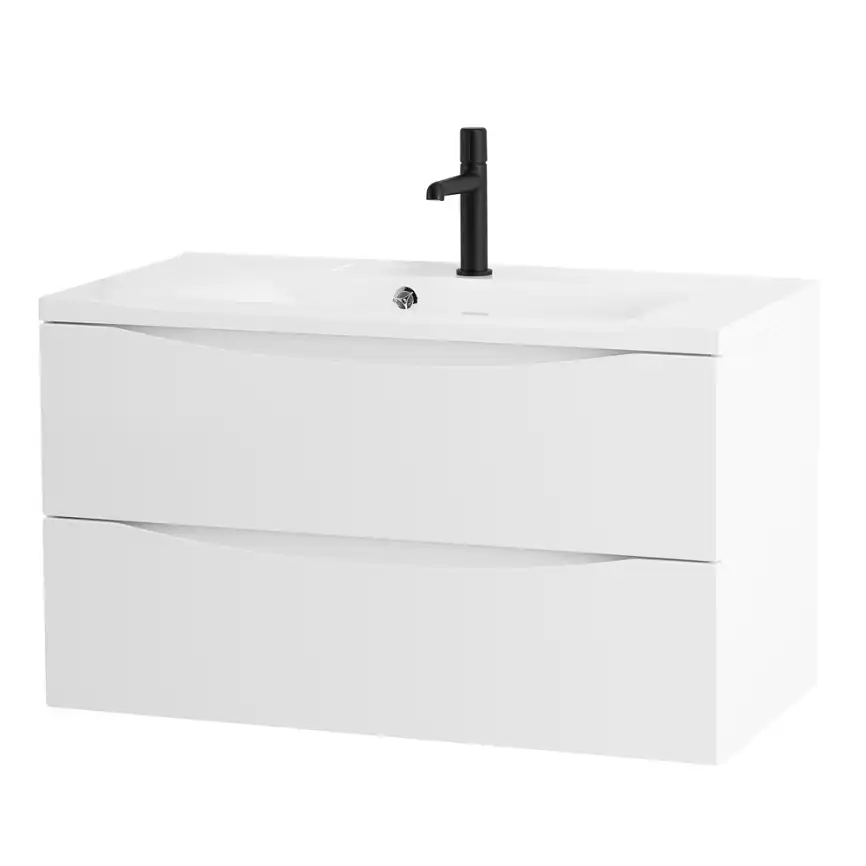 Тумба под раковину BelBagno MARINO-800-2C-SO-BL-P подвесная Bianco Lucido фото 6