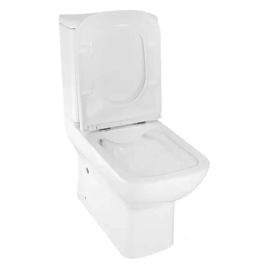 Унитаз-компакт Azario VARO AZ-2171 напольный, безободковый, в комплекте с бачком и сиденьем микролифт, Белый глянцевый фото 4