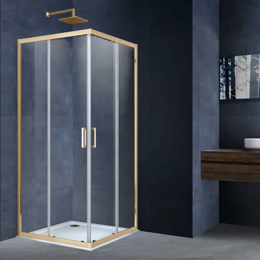 Душевой уголок Vincea Alpha 100х100 VSS-3AL100CLG, профиль брашированное золото, стекло Прозрачное фото 1