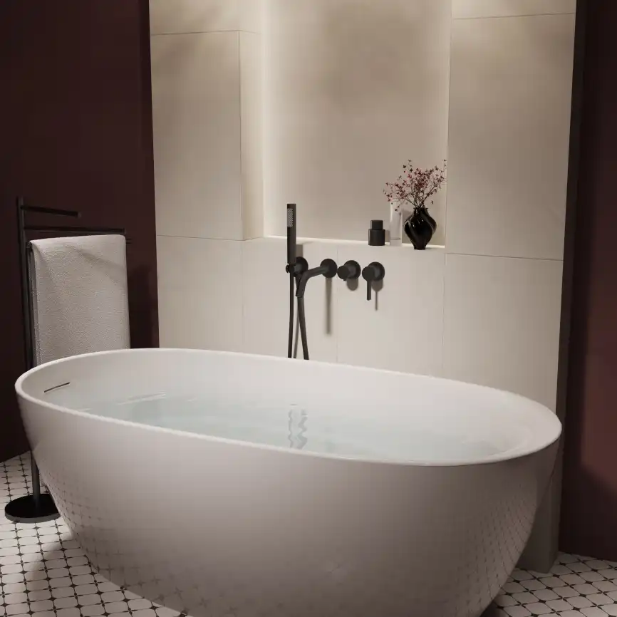 Смеситель для ванны Vincea Villa VTFW-1VL1MB, встраиваемый, черный фото 2