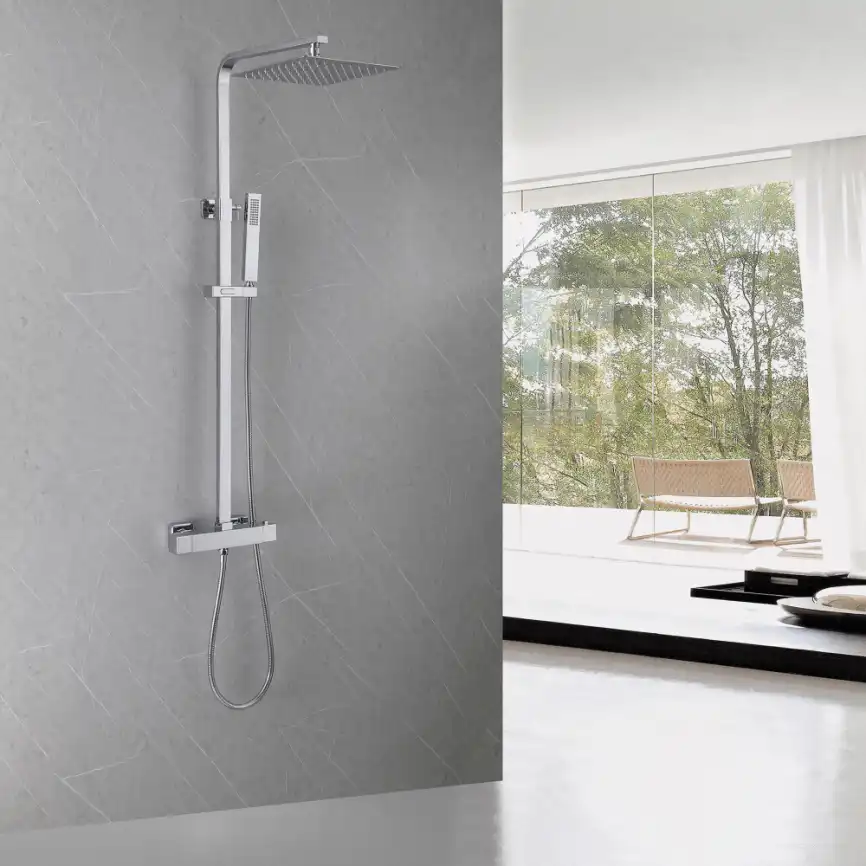 Душевая стойка ABBER Daheim AF8260L с термостатом без излива, хром фото 2